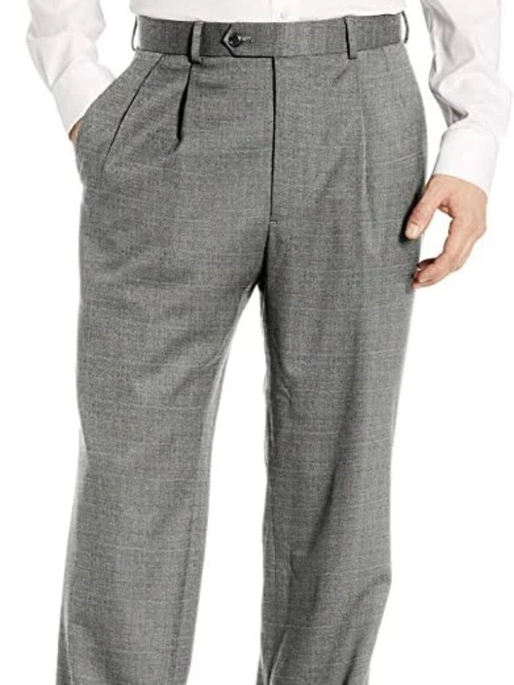 Palm Beach Men’s Stan Double Reverse Pleat Unhemmed Dress Pants, Waist 34R, Gray